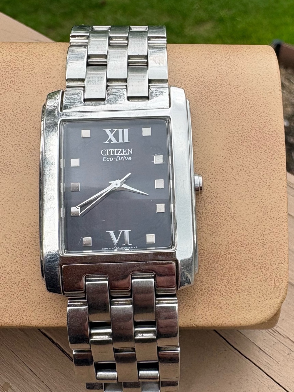 Citizen Eco-Drive Men's Silver Watch with Black Dial